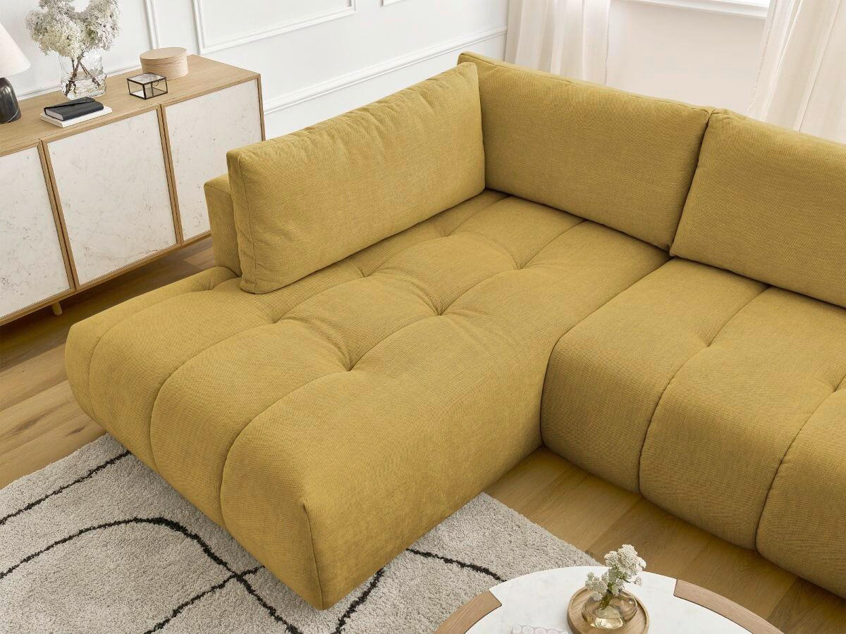 WOHNLANDSCHAFT  FUJI  Gelb Leinenoptik  - Gelb/Schwarz, MODERN, Kunststoff/Textil (204/377/160cm)