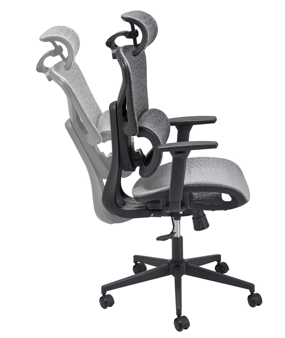 OTOČNÁ ŽIDLE, síťovina, tmavě šedá - černá/tmavě šedá, Lifestyle, kov/dřevo (66/124-132/64cm) - MID.YOU