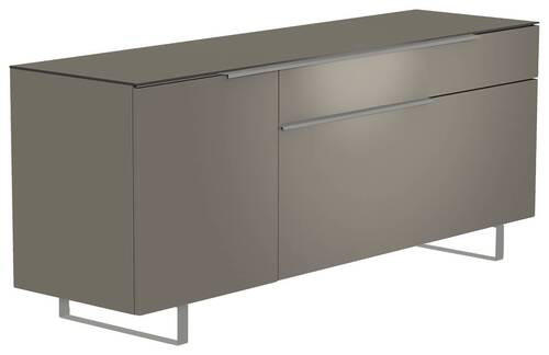 LOWBOARD Grau, Alufarben 160/66/45 cm - Alufarben/Grau, Design, Glas/Holzwerkstoff (160/66/45cm) - Moderano