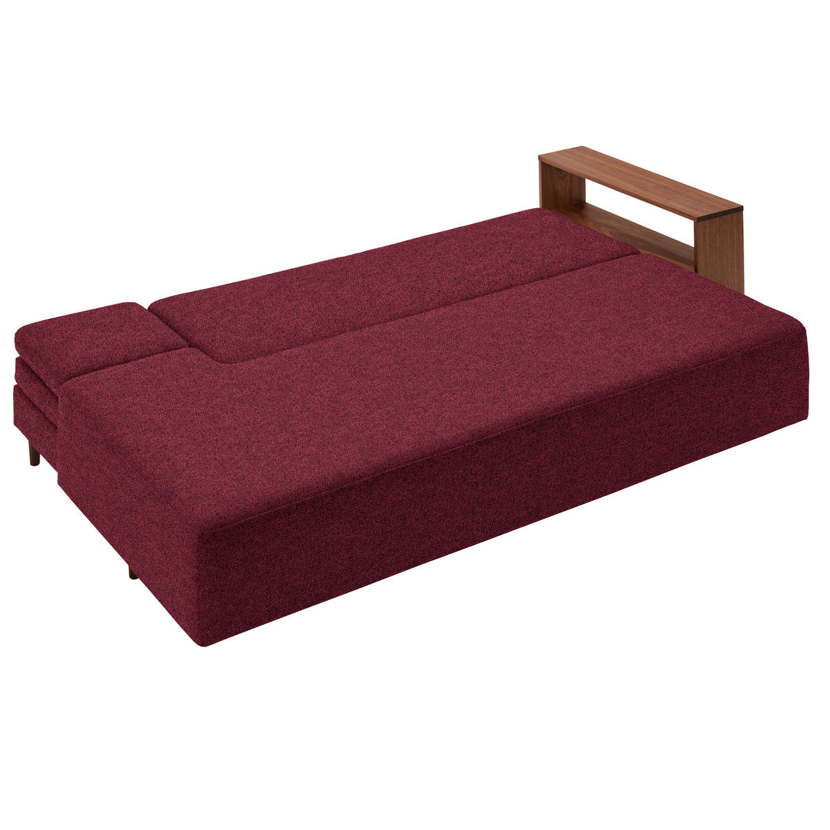 SCHLAFSOFA in Textil Rot  - Rot/Nussbaumfarben, Natur, Holz/Textil (228/90/100cm) - Joka