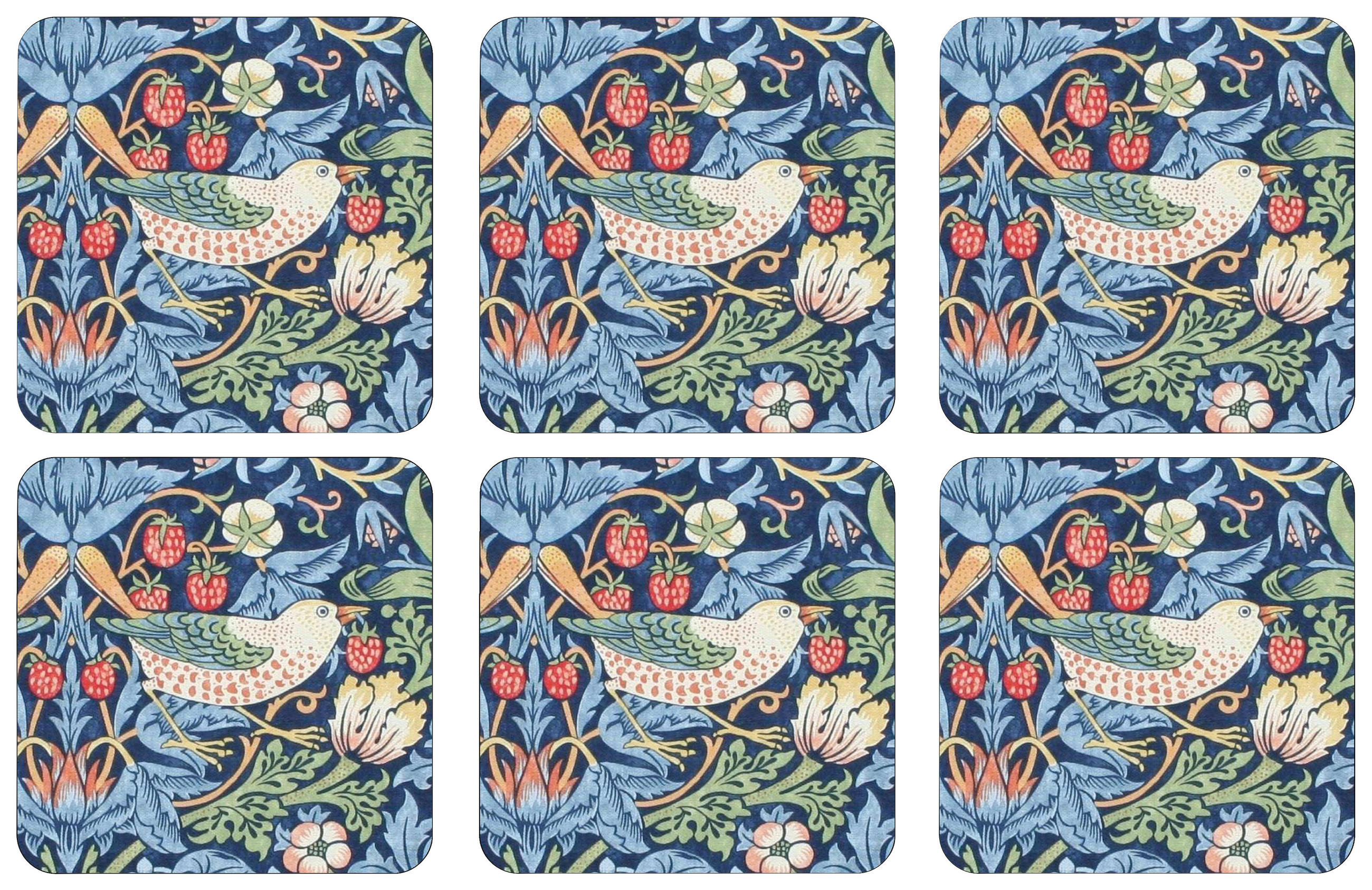 UNDERLÄGG 6 delar  - blå, Design, trä (10,5/10,5cm) - Morris & Co