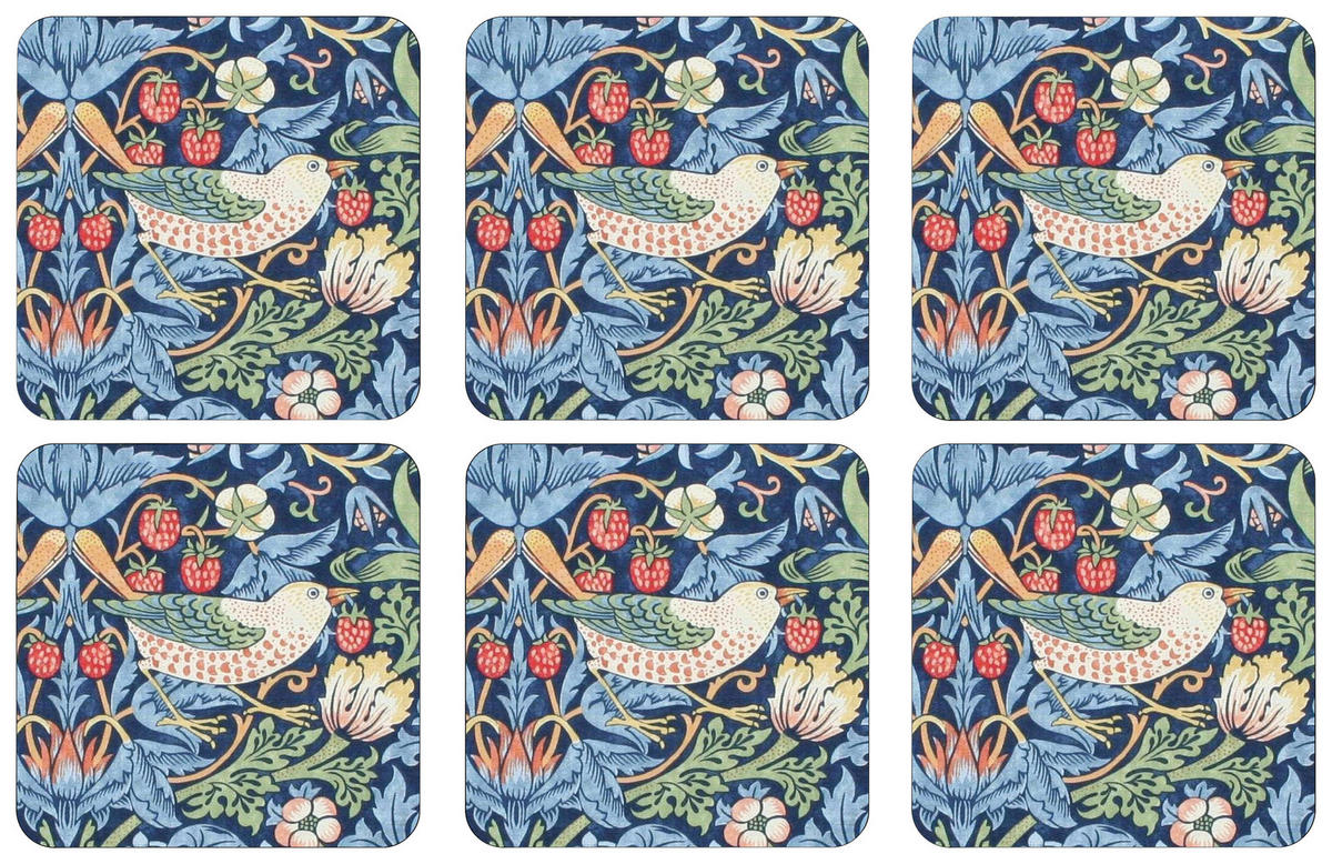 UNDERLÄGG 6 delar  - blå, Design, trä (10,5/10,5cm) - Morris & Co