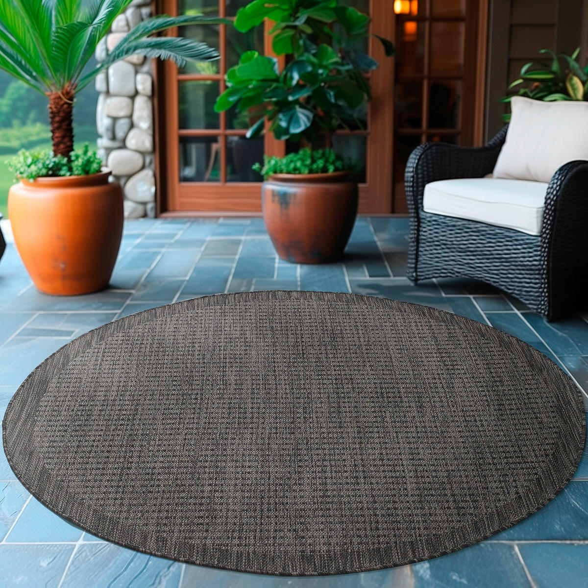 OUTDOORTEPPICH 120 cm GIZA Schwarz  - Schwarz, Basics, Textil (120cm) - Novel