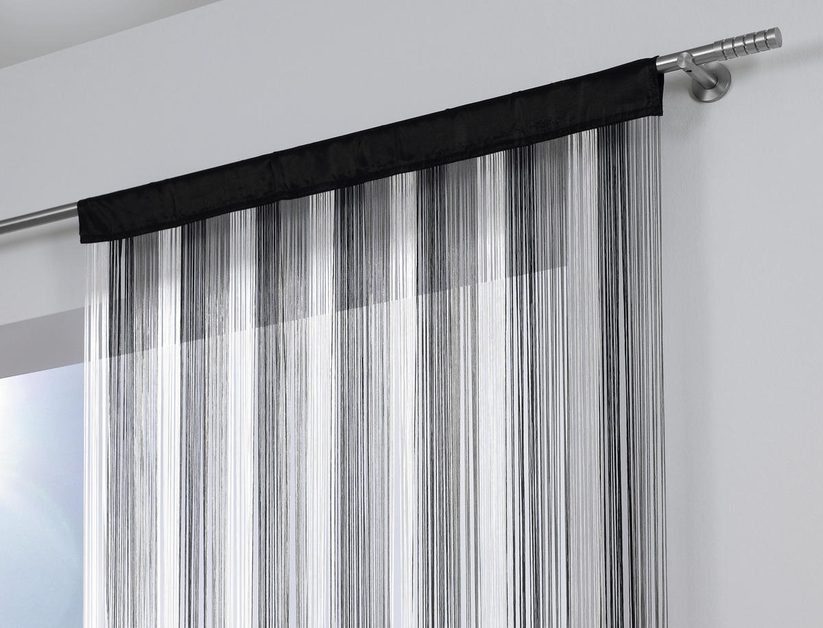 KONČANA ZAVESA crna, srebrna, bela - bela/srebrna, Osnovno, tekstil (90/245cm) - Boxxx