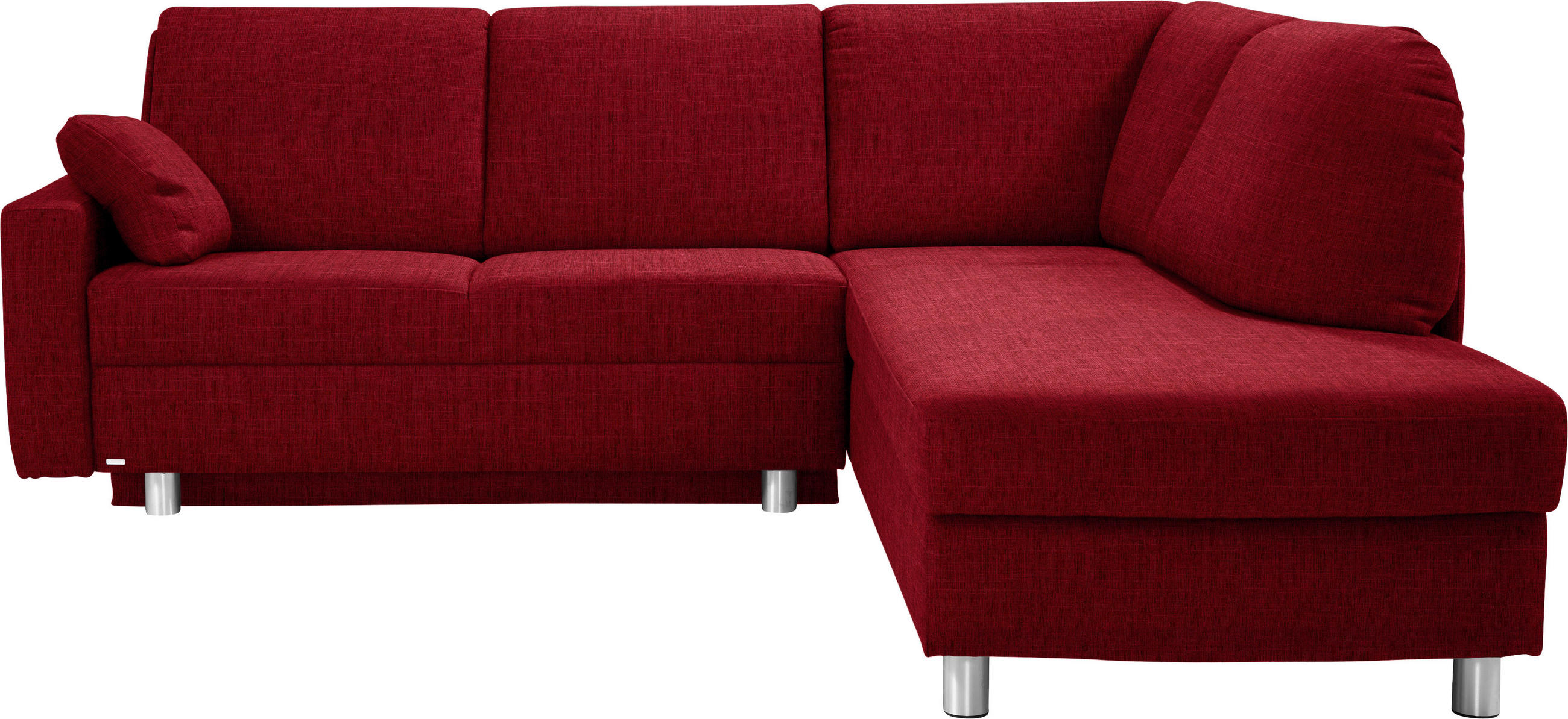ECKSOFA 227/208 cm  in Chenille Rot Zierkissen, Armlehnenkissen  227/208 cm  - Rot/Alufarben, KONVENTIONELL, Textil/Metall (227/208cm) - Sedda