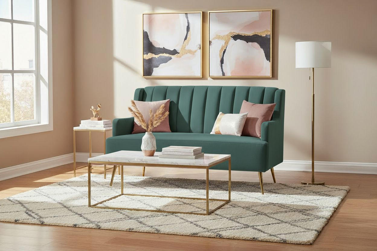 KÜCHENSOFA  - Smaragdgrün/Goldfarben, Design, Textil/Metall (130/85/80cm) - Livetastic