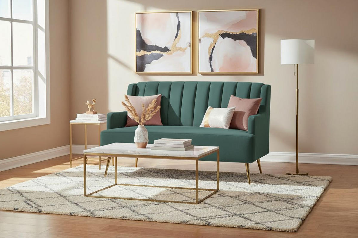 KÜCHENSOFA  - Smaragdgrün/Goldfarben, Design, Textil/Metall (130/85/80cm) - Livetastic