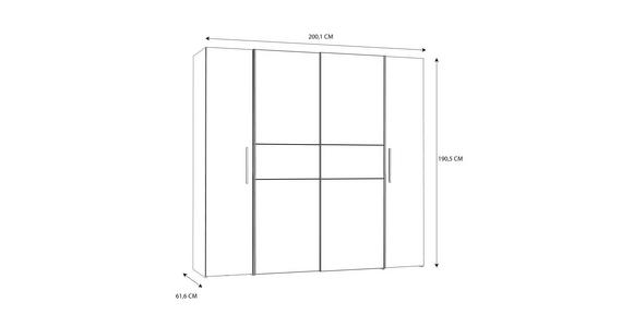 DREHTÜRENSCHRANK in Weiß, Sonoma Eiche - Alufarben/Weiß, KONVENTIONELL, Holzwerkstoff/Kunststoff (200,1/190,5/61,6cm) - Carryhome