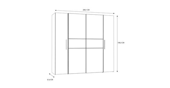 DREHTÜRENSCHRANK  in Weiß, Sonoma Eiche  - Alufarben/Weiß, KONVENTIONELL, Holzwerkstoff/Kunststoff (200,1/190,5/61,6cm) - Carryhome