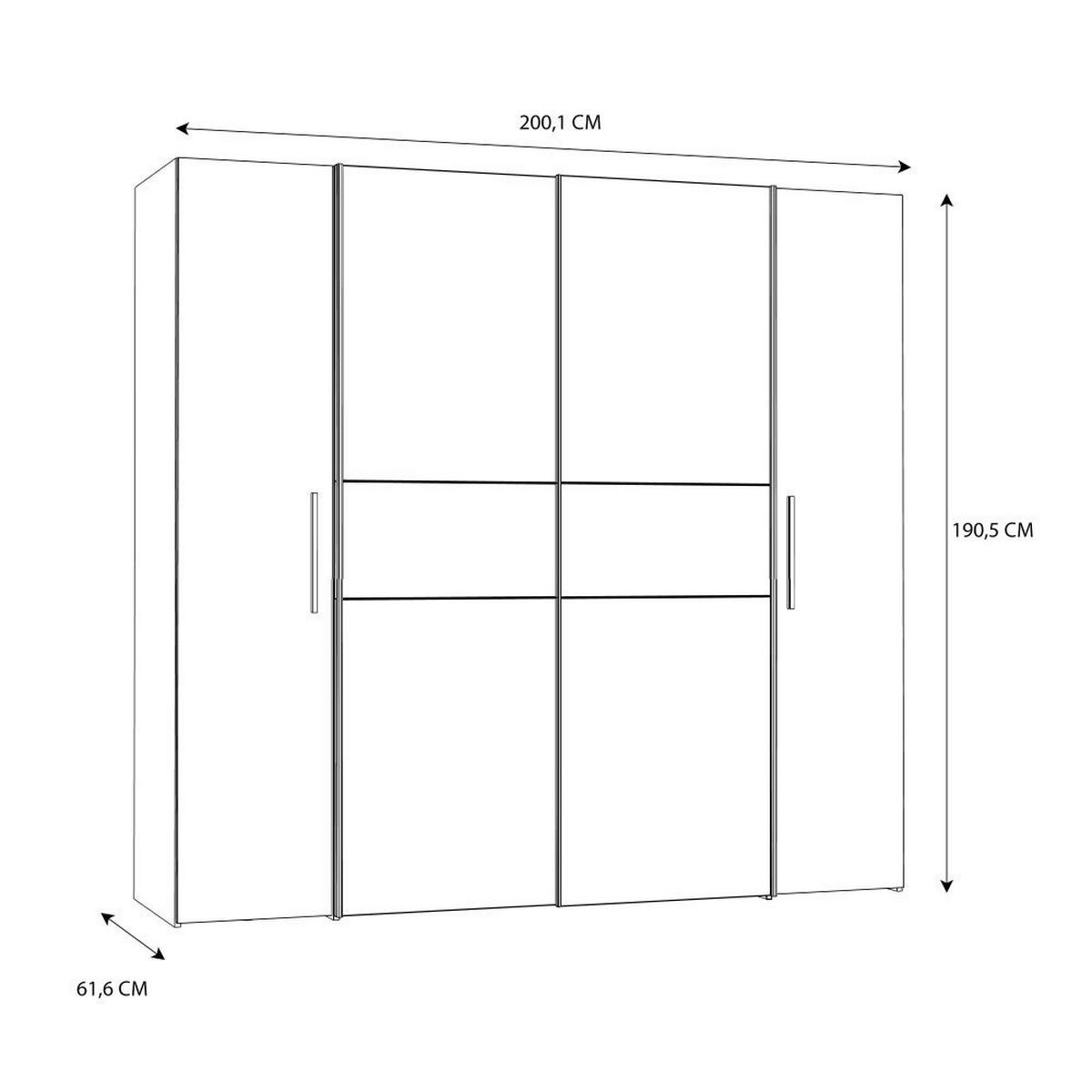 DREHTÜRENSCHRANK 200,1/190,5/61,6 cm 4-türig Weiß, Sonoma Eiche  - Alufarben/Weiß, KONVENTIONELL, Holzwerkstoff/Kunststoff (200,1/190,5/61,6cm) - MID.YOU