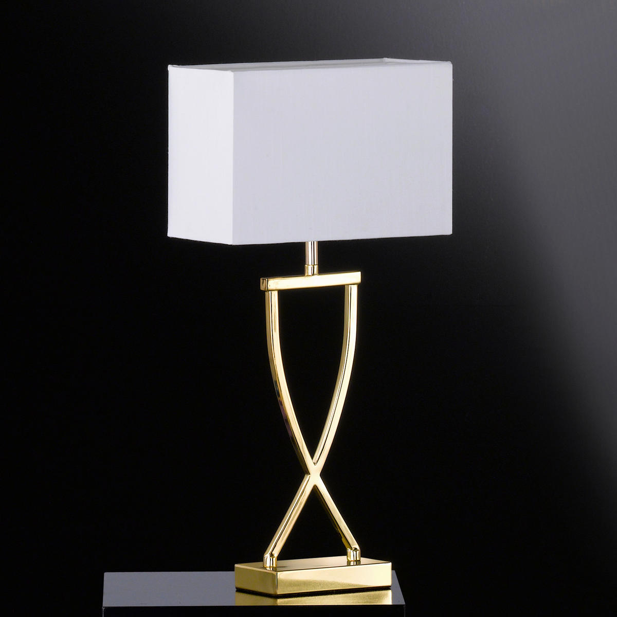 STOLNÍ LAMPA, E27, 27/12/51 cm - bílá/barvy mosazi, Design, kov/plast (27/12/51cm) - Fischer & Honsel