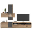 WOHNWAND  in Grau, Eichefarben  265/205/50 cm  - Eichefarben/Grau, Design, Glas/Holz (265/205/50cm) - Waldwelt