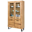 VITRINE in Eiche Schwarz, Eichefarben  - Eichefarben/Schwarz, Basics, Glas/Holz (110/200/40cm) - Carryhome