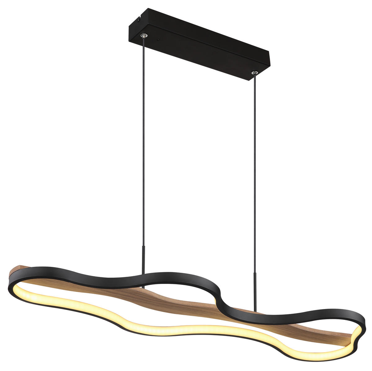 LED-HÄNGELEUCHTE 80,6/29/150 cm    - Dunkelbraun/Opal, Design, Holz/Kunststoff (80,6/29/150cm) - Globo