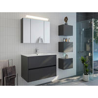 BADEZIMMER 5-teilig  in 80 cm  - Graphitfarben/Weiß, Basics, Keramik/Holzwerkstoff (80cm) - MID.YOU