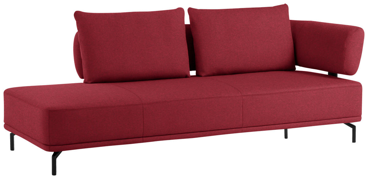 RÉCAMIERE in Flachgewebe Bordeaux  - Bordeaux/Schwarz, Design, Textil/Metall (227/89/101cm) - Dieter Knoll