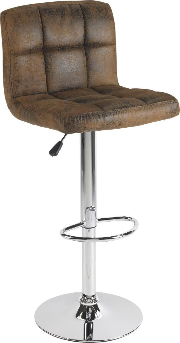 Scaun de bar in metal, textil maro, culoare crom  - maro/culoare crom, Design, metal/textil (45/92-113/48cm) - Carryhome