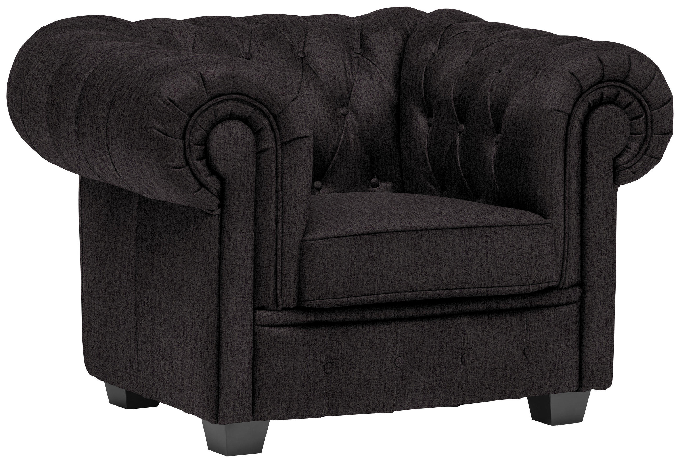 CHESTERFIELD-SESSEL - Wengefarben/Anthrazit, LIFESTYLE, Holz/Textil (115/76,5/96cm) - Landscape