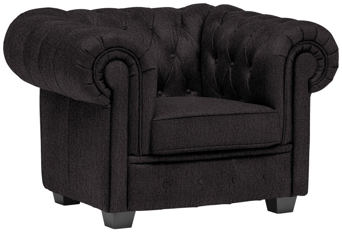 CHESTERFIELD-SESSEL - Wengefarben/Anthrazit, LIFESTYLE, Holz/Textil (115/76,5/96cm) - Landscape