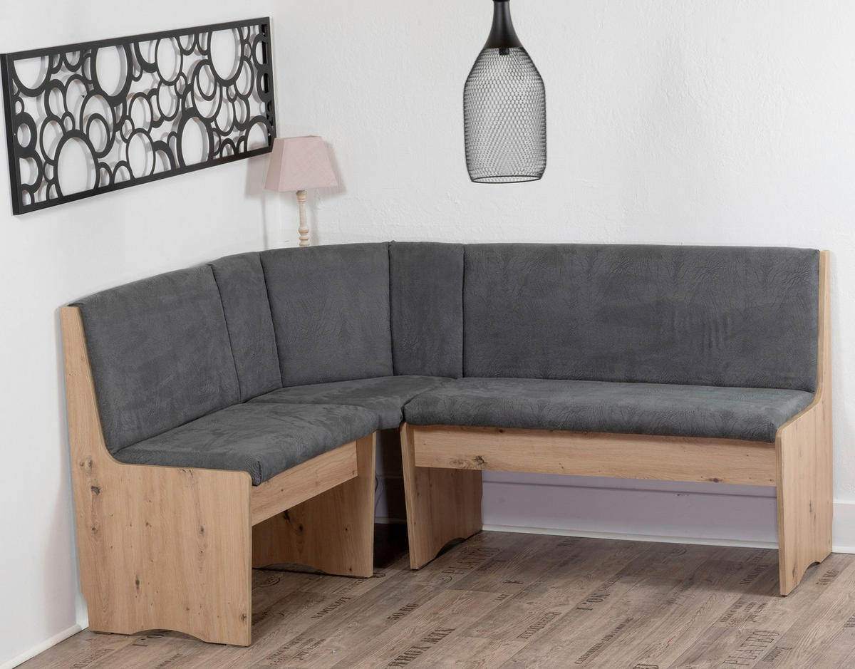 ECKBANKGRUPPE Mikrofaser Eiche Artisan, Grau  - Eiche Artisan/Grau, KONVENTIONELL, Holz/Textil (125/89/165cm) - MID.YOU