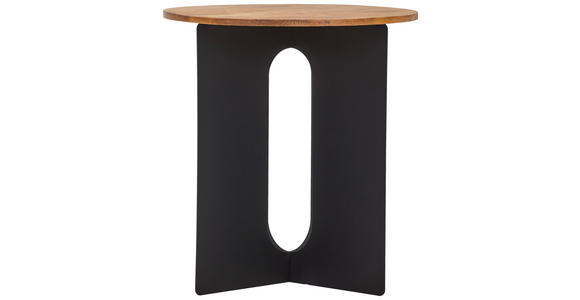 BEISTELLTISCH 42/42/45 cm Tanne vollmassiv Naturfarben, Schwarz rund  - Schwarz/Naturfarben, Design, Holz/Metall (42/42/45cm) - Landscape