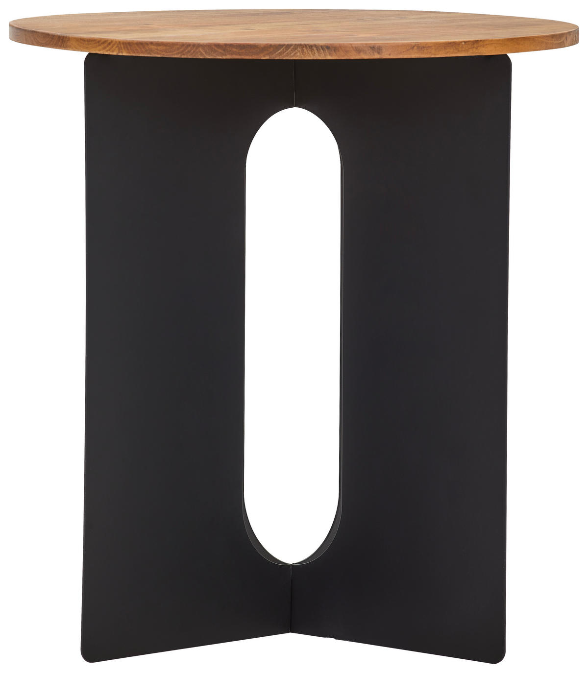 BEISTELLTISCH 42/42/45 cm Tanne vollmassiv Naturfarben, Schwarz rund  - Schwarz/Naturfarben, Design, Holz/Metall (42/42/45cm) - Landscape