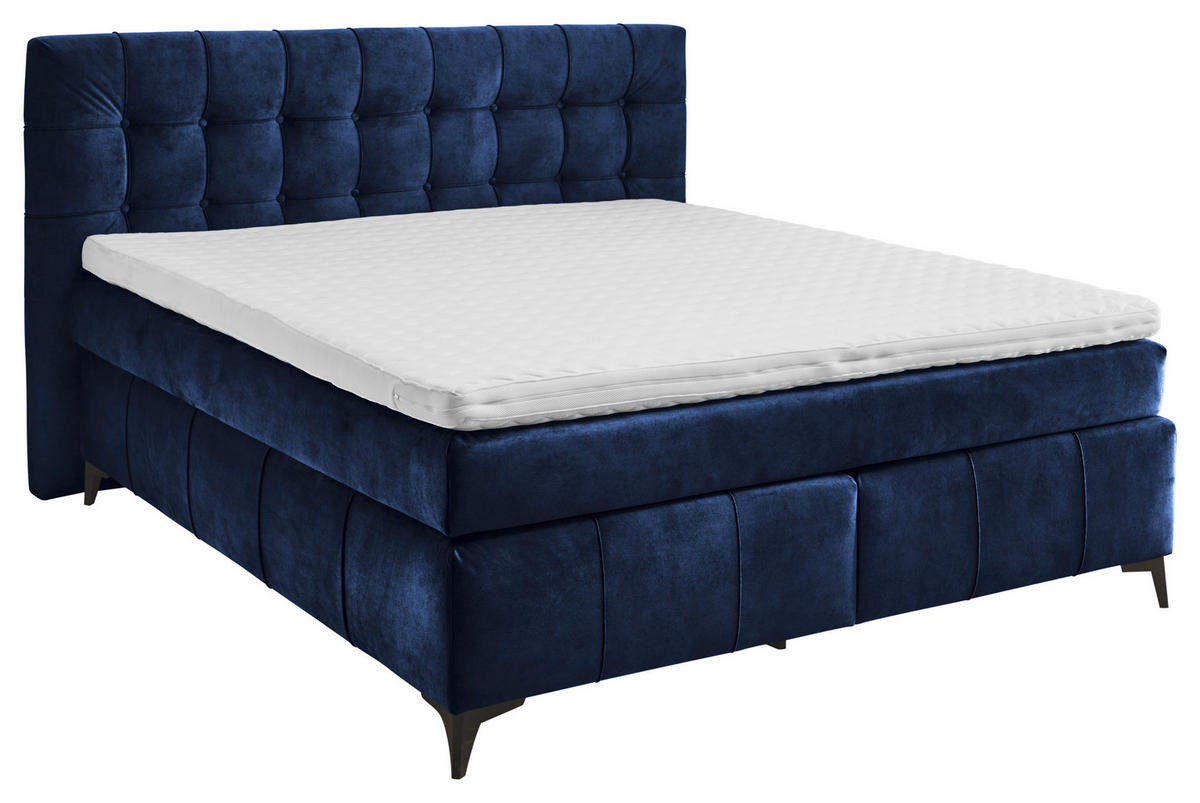 BOXSPRINGBETT 180/200 cm  Blau  - Blau/Schwarz, Konventionell, Kunststoff/Textil (180/200cm) - Modante