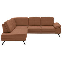 ECKSOFA  in Lederlook, Mikrofaser Braun  194/261 cm  - Schwarz/Braun, Design, Textil/Metall (194/261cm) - Beldomo System