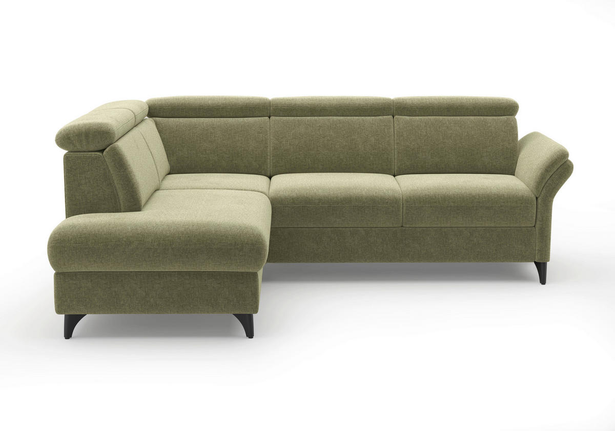 ECKSOFA Flachgewebe Hellgrün  - Schwarz/Hellgrün, Konventionell, Textil/Metall (193/247cm) - Sit & More