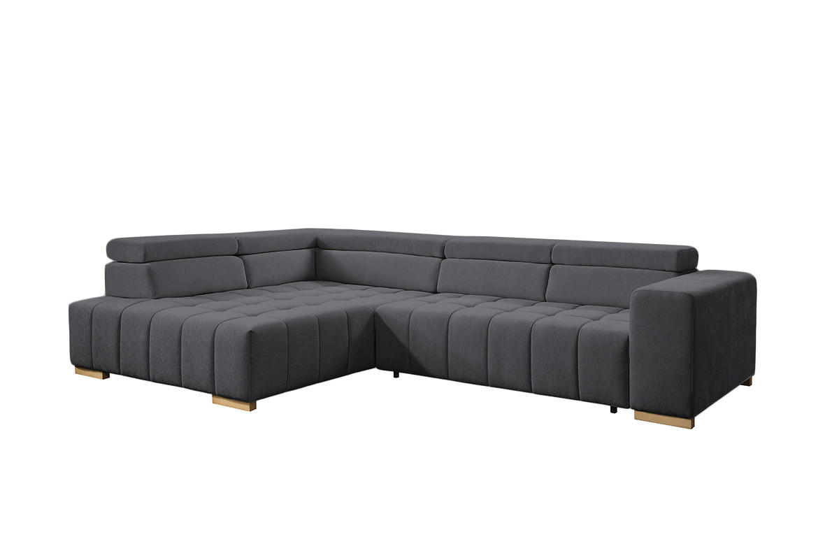 ECKSOFA ELIAS Graphitfarben Chenille  - Graphitfarben/Naturfarben, Design, Holz/Textil (201/307cm) - Livetastic