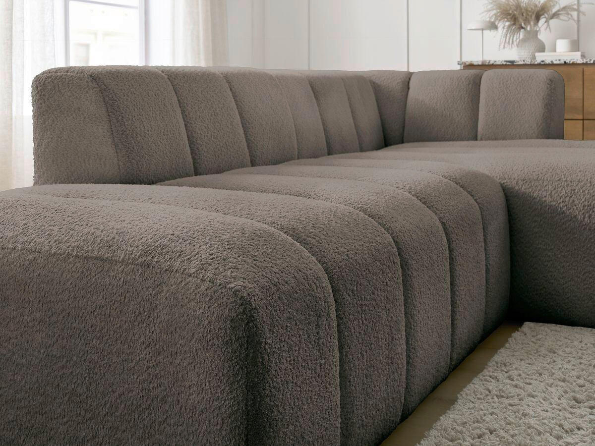 ECKSOFA  ANNECY Taupe Bouclé  - Taupe/Schwarz, MODERN, Kunststoff/Textil (262/170cm)