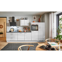 KÜCHENBLOCK PN 215 340 cm  in Graphitfarben, Hellgrau  - Edelstahlfarben/Hellgrau, Design, Holzwerkstoff/Metall (340cm) - Pino
