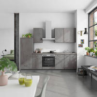 KÜCHENBLOCK Riva 270 cm  in Schieferfarben  - Schieferfarben/Edelstahlfarben, MODERN, Holzwerkstoff/Metall (270cm) - Nobilia