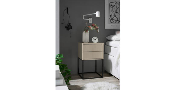 NACHTKÄSTCHEN 40/65/38,5 cm in Kaschmir, Schwarz - Kaschmir/Schwarz, Design, Holzwerkstoff/Metall (40/65/38,5cm) - Carryhome