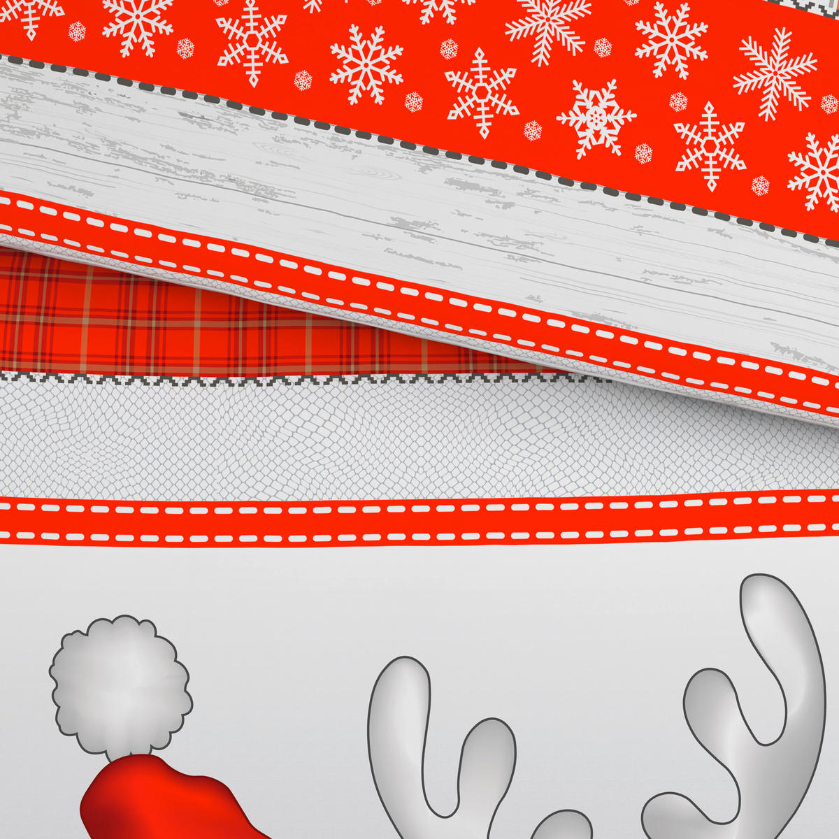 BETTWÄSCHESET 2-teilig Flanell 160/210 cm  - Rot/Grau, Textil (160/210cm) - X-Mas