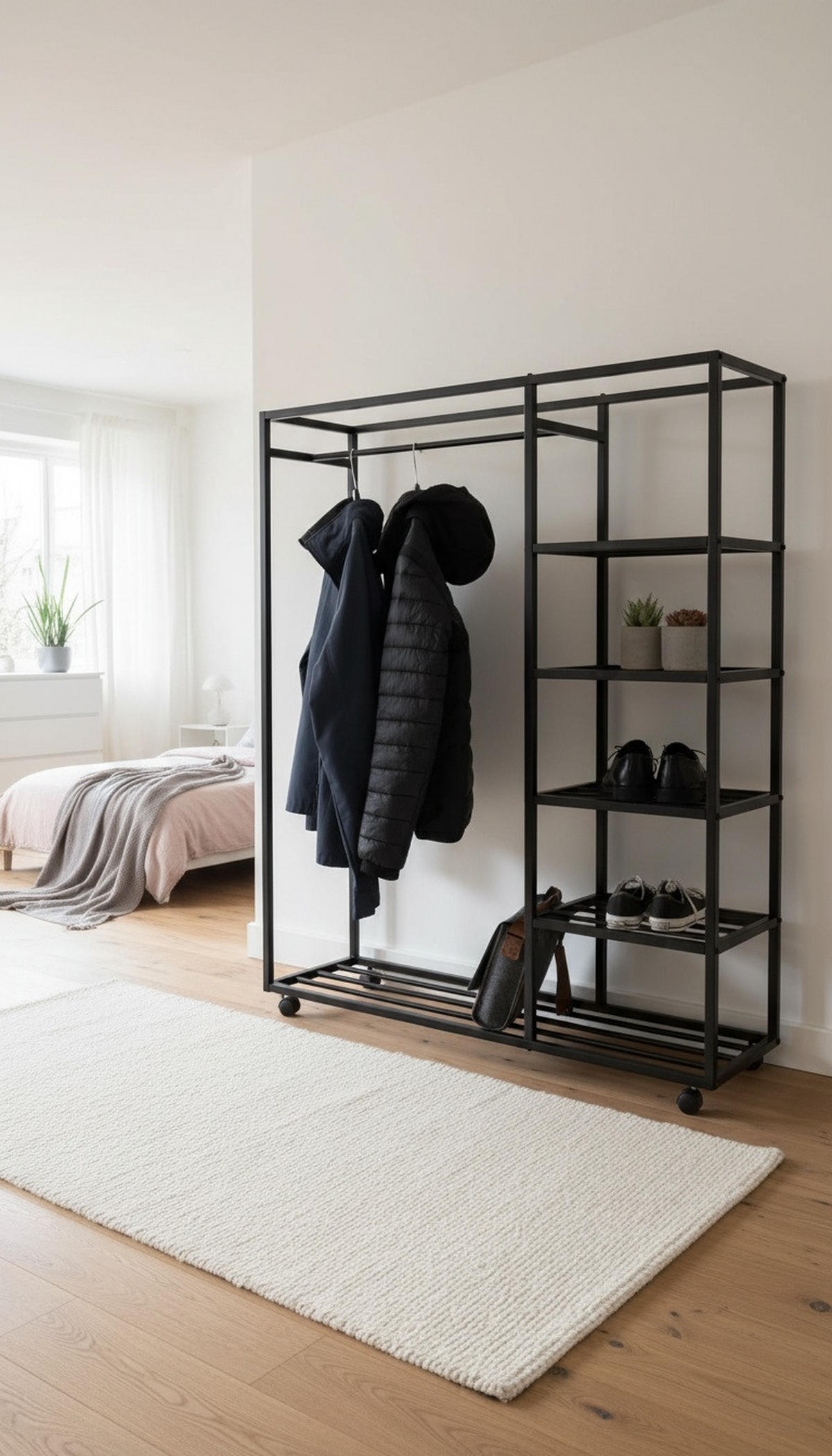 KLEIDERWAGEN in Schwarz 100/140/35 cm   - Schwarz, Basics, Kunststoff/Metall (100/140/35cm)