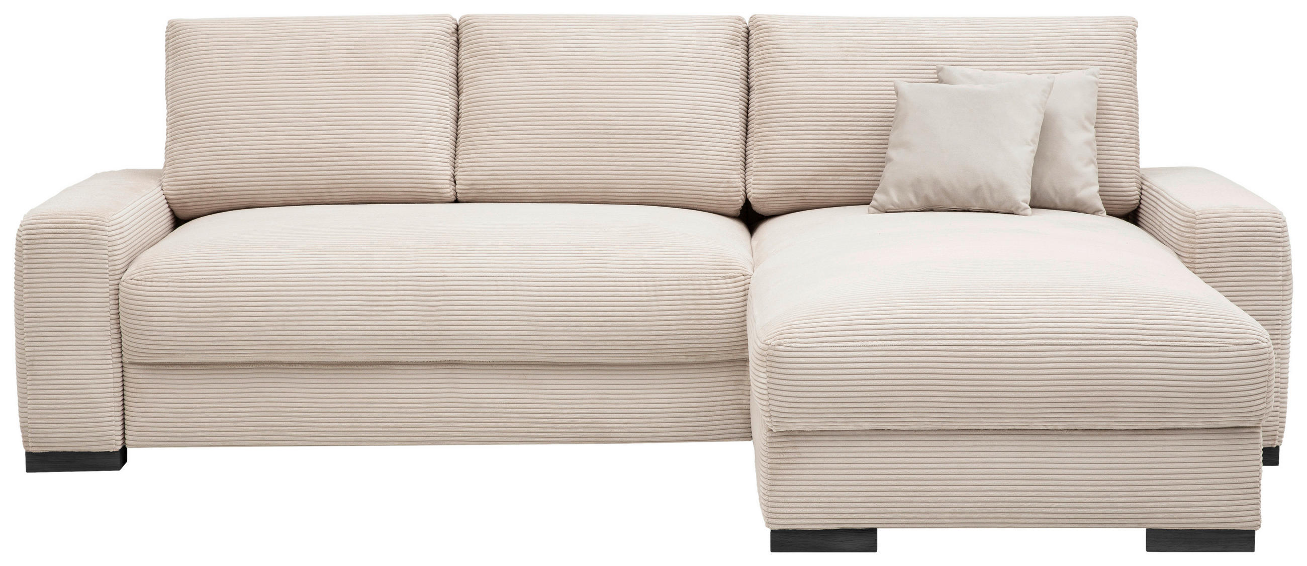 ECKSOFA in Cord Creme  - Creme/Schwarz, Design, Holz/Textil (264/184cm) - Stylife