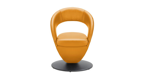 STUHL in Echtleder pigmentiert Leder - Schwarz/Orange, Design, Leder/Metall (62/86/61cm) - Moderano