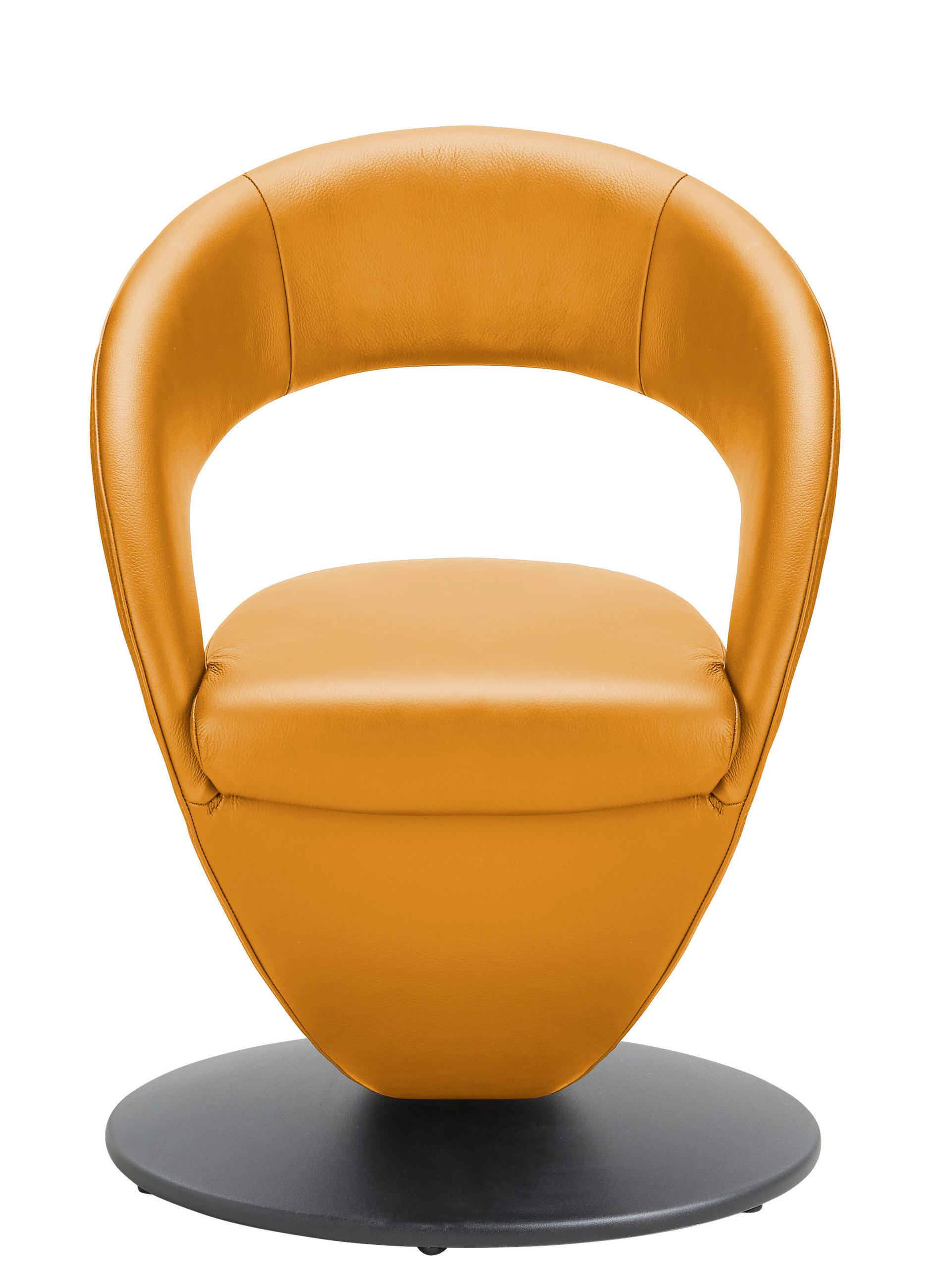 STUHL in Echtleder pigmentiert - Schwarz/Orange, Design, Leder/Metall (62/86/61cm) - Moderano