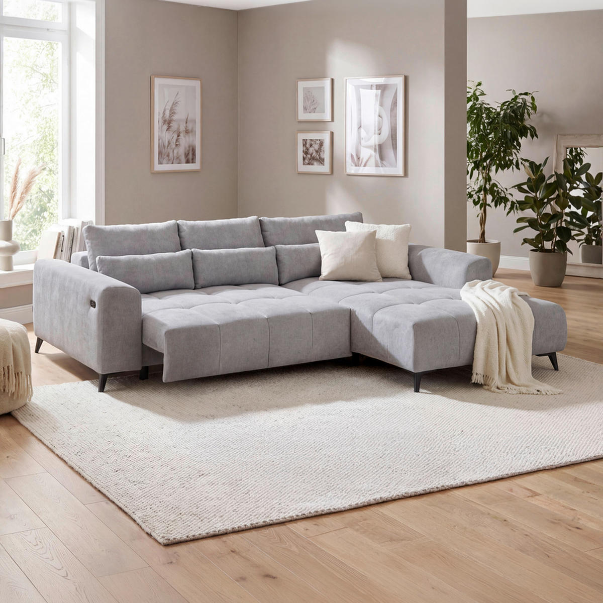 UGAONA GARNITURA srebrna  - srebrna/crna, Konvencionalno, tekstil/plastika (279/222cm) - Hom`in