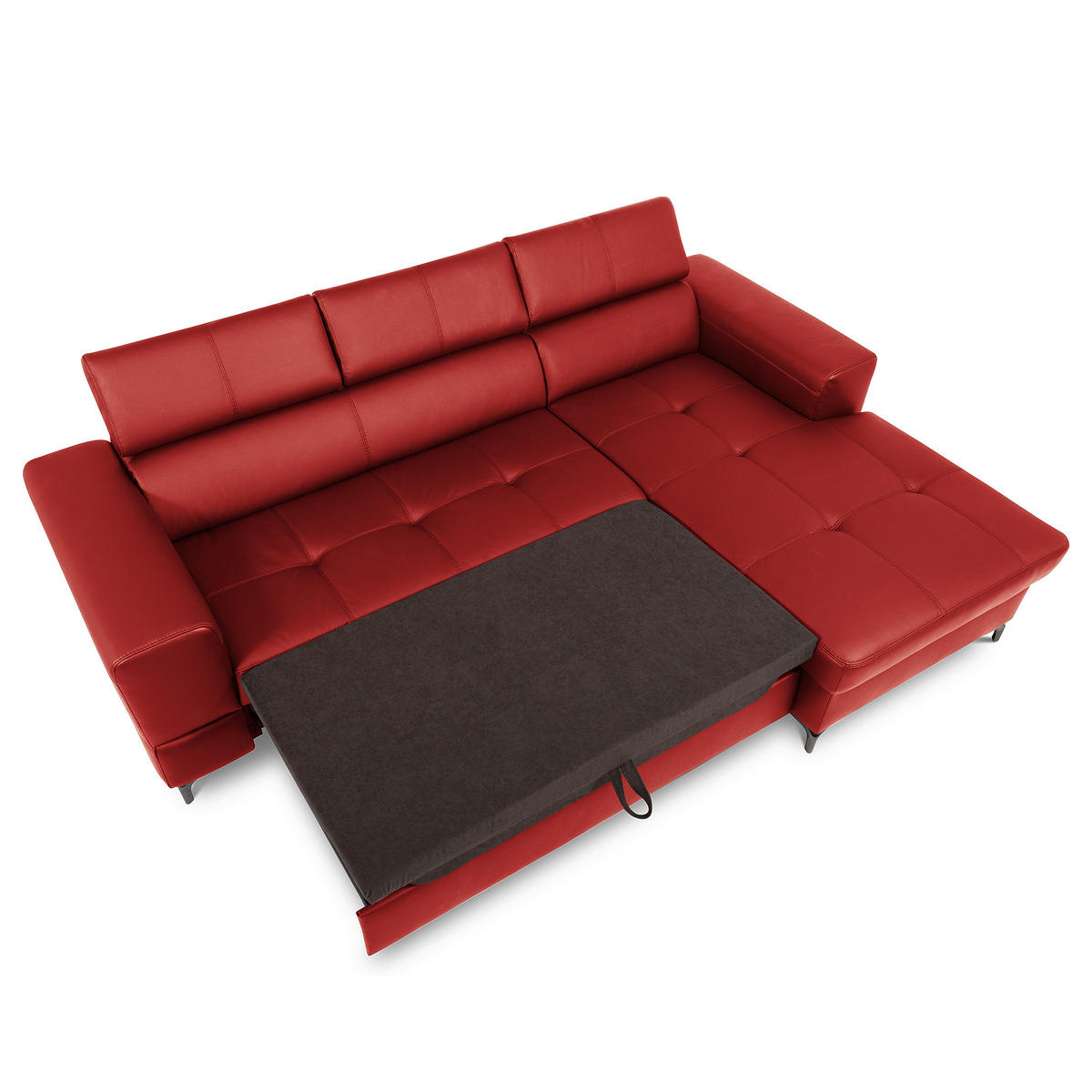 ECKSOFA  in Lederlook Echtleder Rot  - Rot/Schwarz, Design, Leder/Textil (247/173cm) - Livetastic