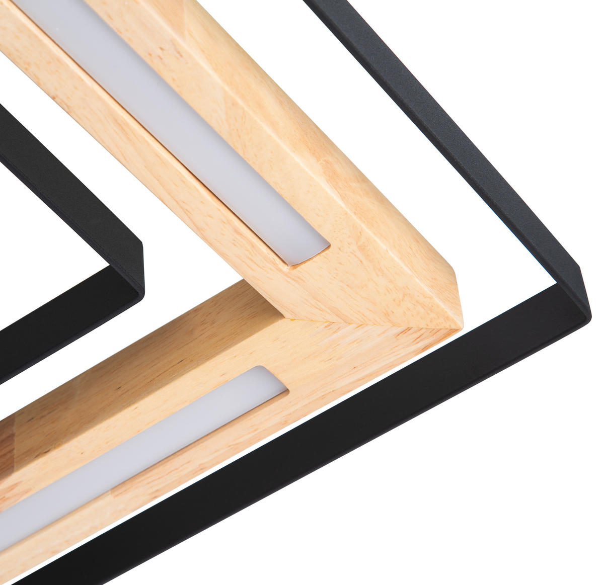 LED-DECKENLEUCHTE 46/46/6 cm   - Schwarz/Naturfarben, Natur, Holz/Metall (46/46/6cm) - Globo