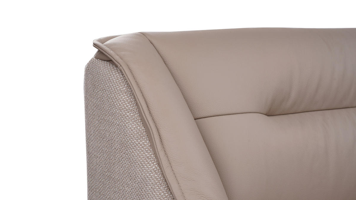 ECKBANK 178/237 cm Webstoff Echtleder Taupe   - Taupe/Schwarz, Design, Leder/Textil (178/237cm) - Novel