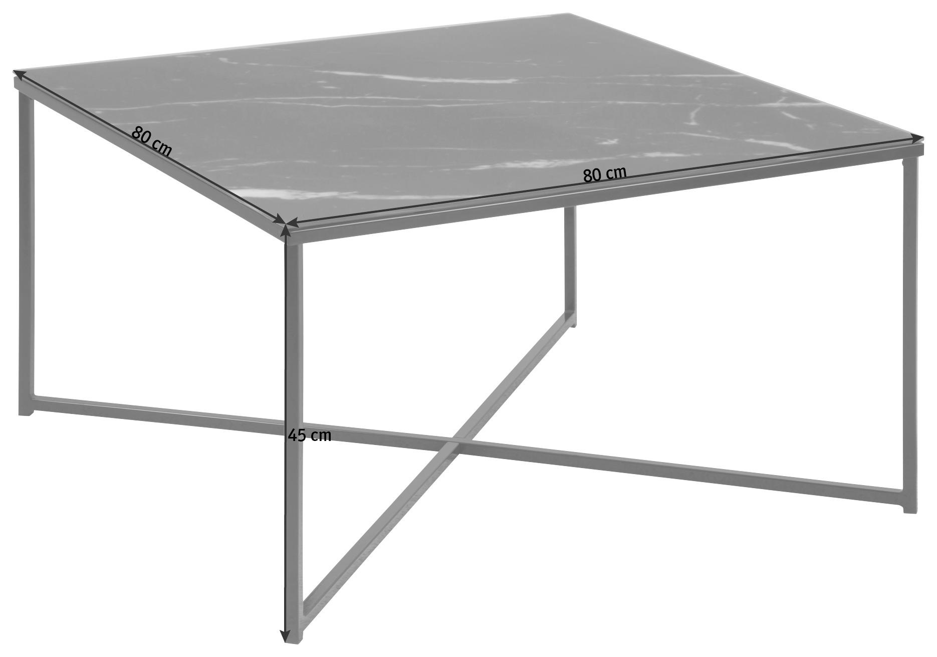COUCHTISCH in Metall, Glas 80/80/45 cm  - Schwarz/Weiß, Trend, Glas/Metall (80/80/45cm) - Livetastic