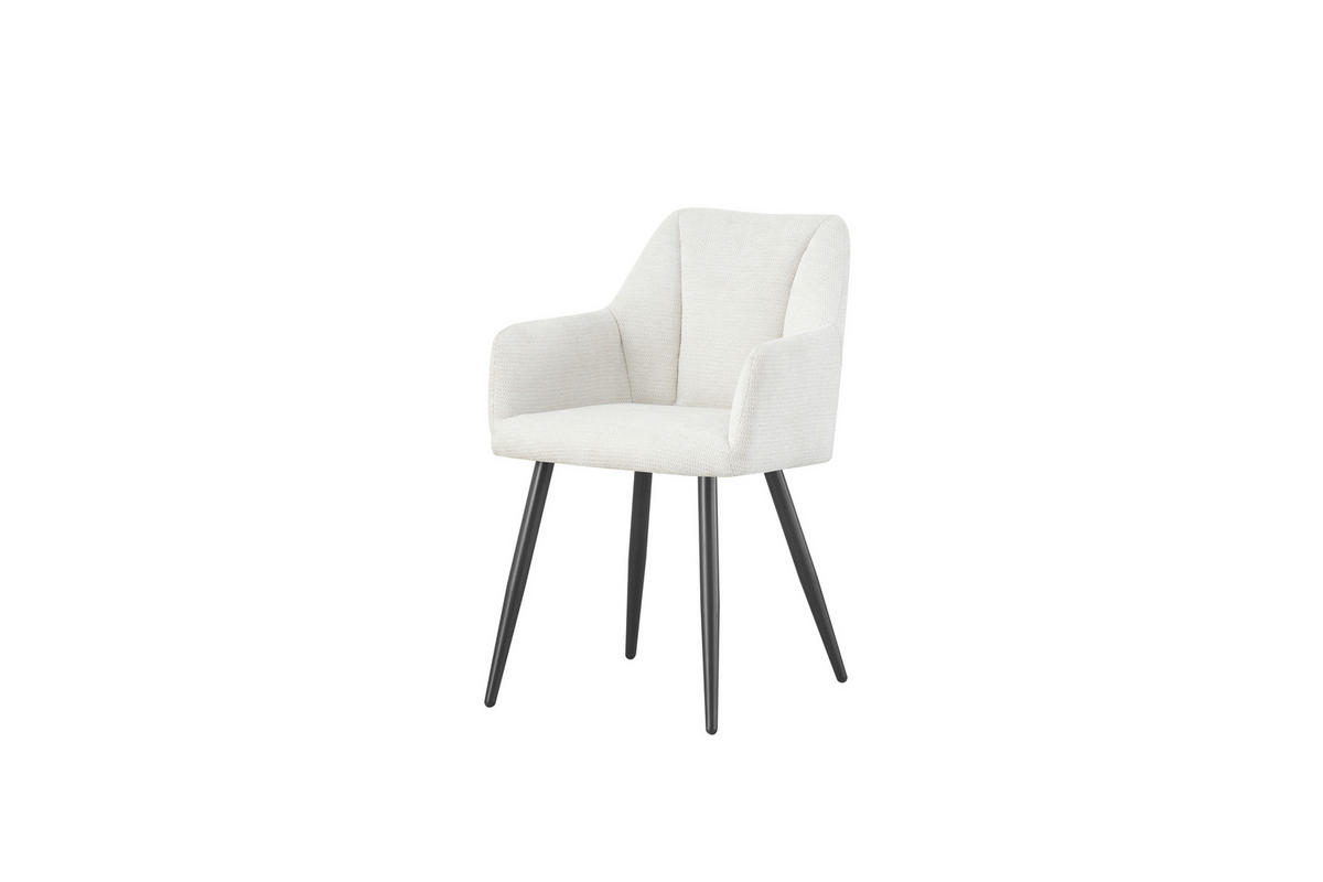 STUHL-SET 2 Stück  in Webstoff  - Creme/Schwarz, MODERN, Textil/Metall (55/82/62cm) - MID.YOU