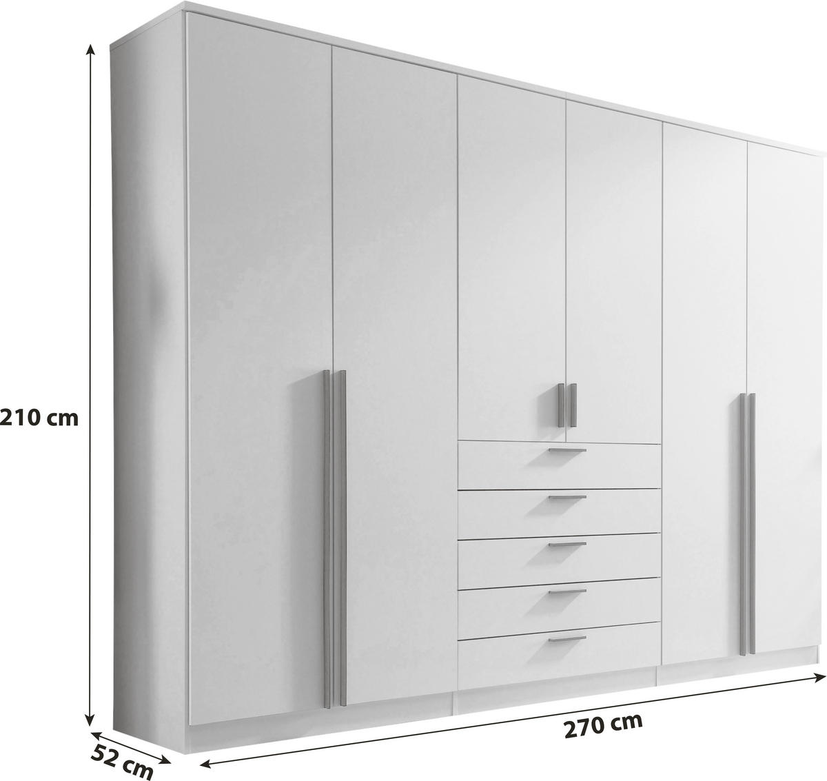KLEIDERSCHRANK 270/210/52 cm,  in Kaschmir, 6-türig  - Kaschmir/Alufarben, KONVENTIONELL, Holzwerkstoff/Kunststoff (270/210/52cm) - Livetastic