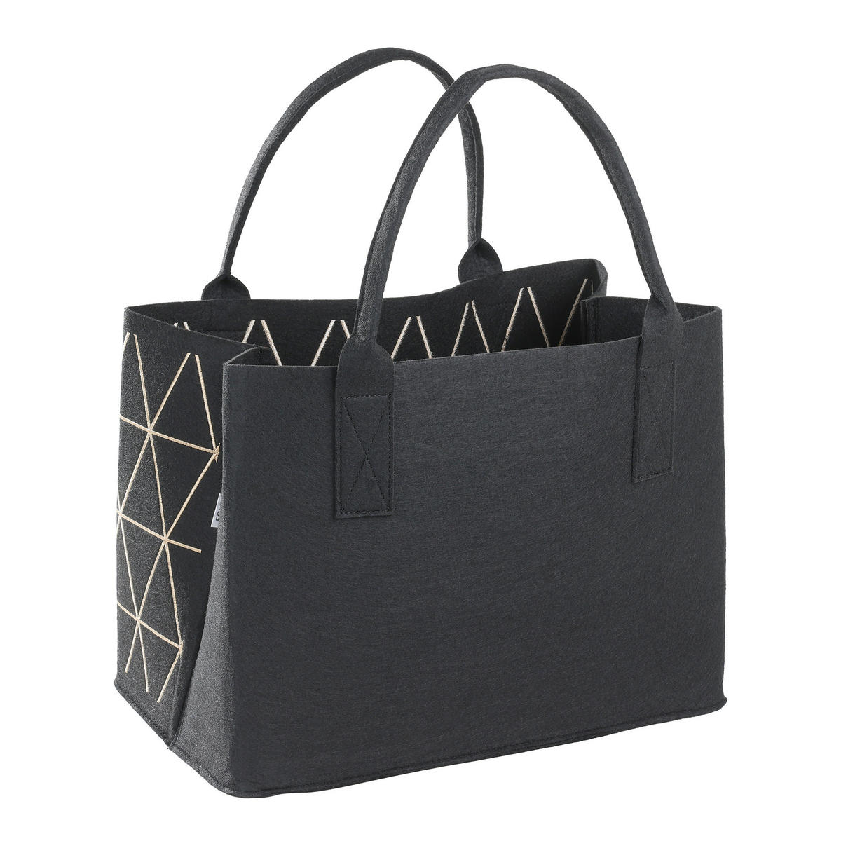 EINKAUFSTASCHE - Goldfarben/Schwarz, LIFESTYLE, Textil (40/26cm)