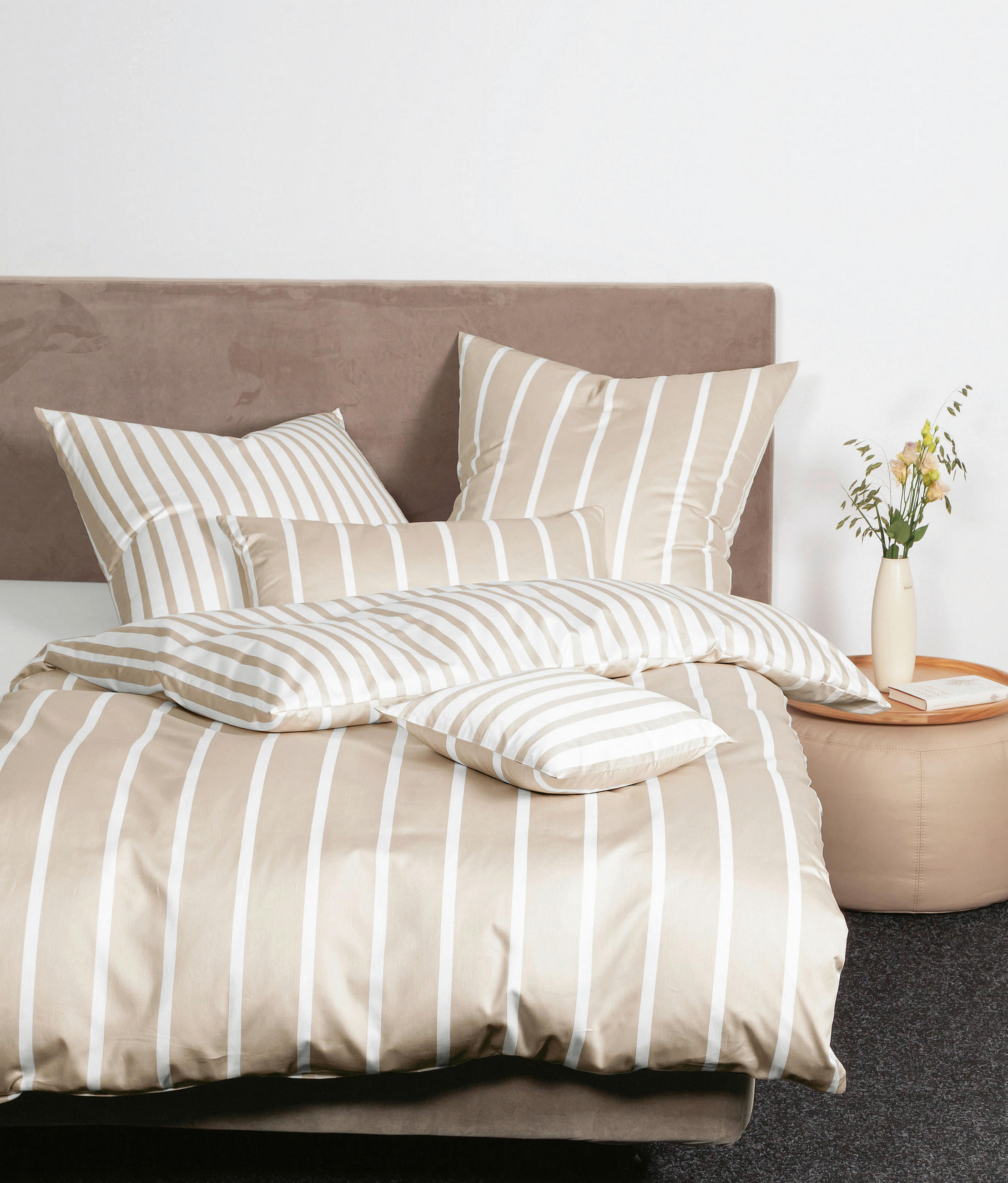 BETTWÄSCHE GENTANO Makosatin 155/200 cm  - Naturfarben/Weiß, Design, Textil (155/200cm) - Janine