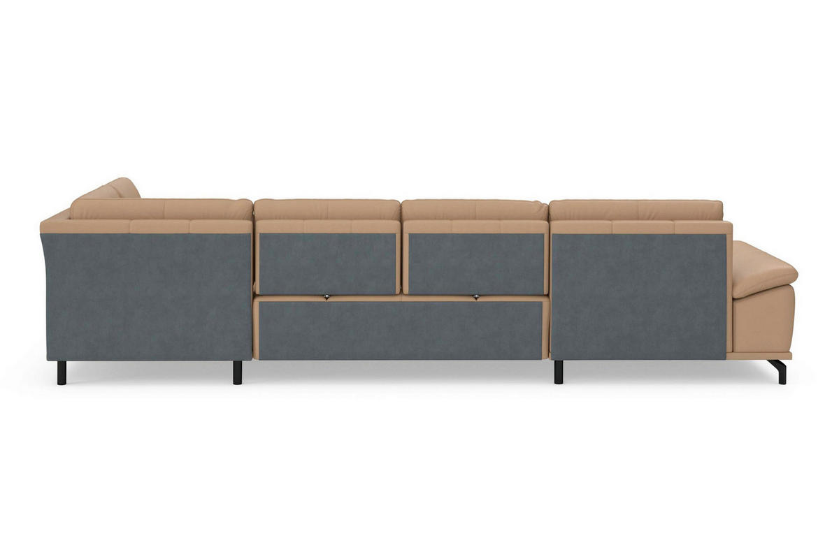 SEDACÍ SOUPRAVA, kůže, cappuccino - černá/cappuccino, Basics, kov/textil (176/363/223cm) - Sit & More