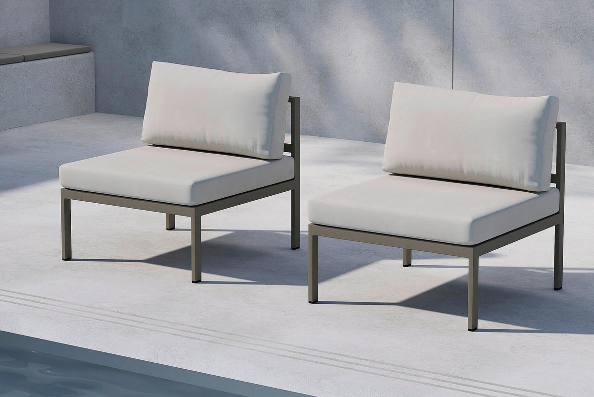 LOUNGEMITTELTEIL  - Beige/Braun, MODERN, Textil/Metall (70/65/74cm) - Gardenson